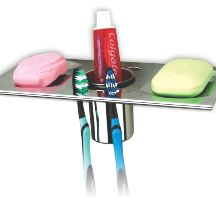 Kiwi Double Soap Dish With Brush Holder