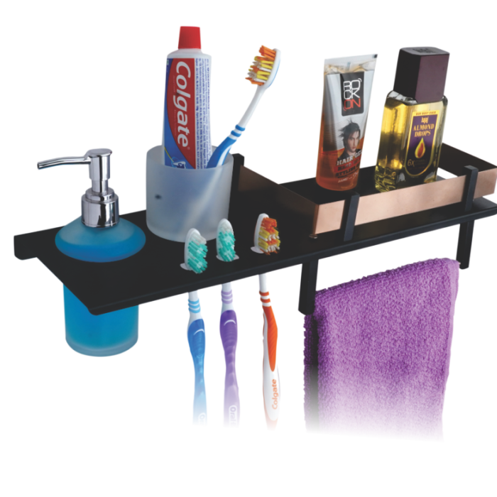 4 in 1 Glass Shampoo Dispenser & Brush Stand